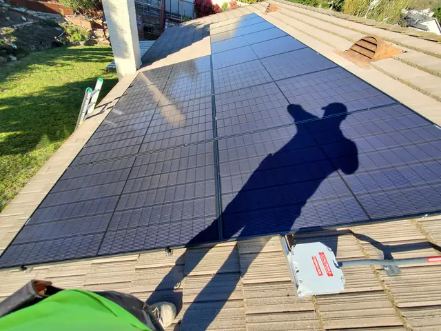 Solar panel mounting detail on a tile roof in Thousand Oaks, CA