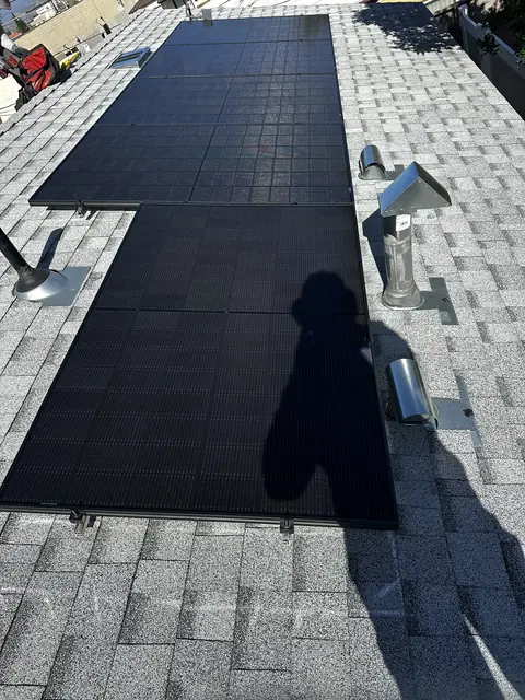 Finished rooftop solar panels on a Van Nuys home