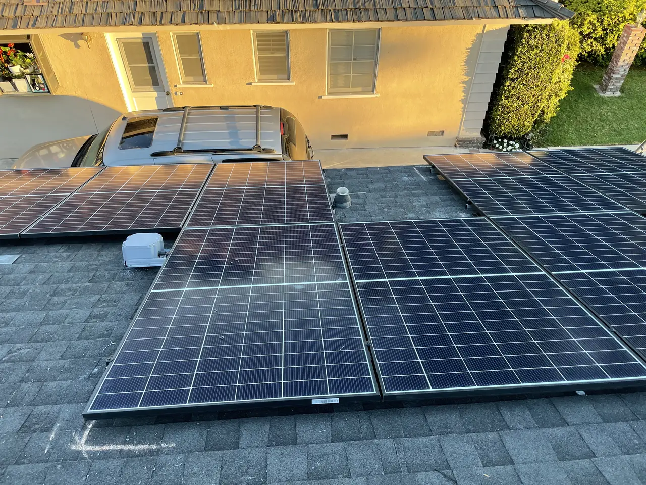 Finished rooftop solar panels on a Van Nuys home