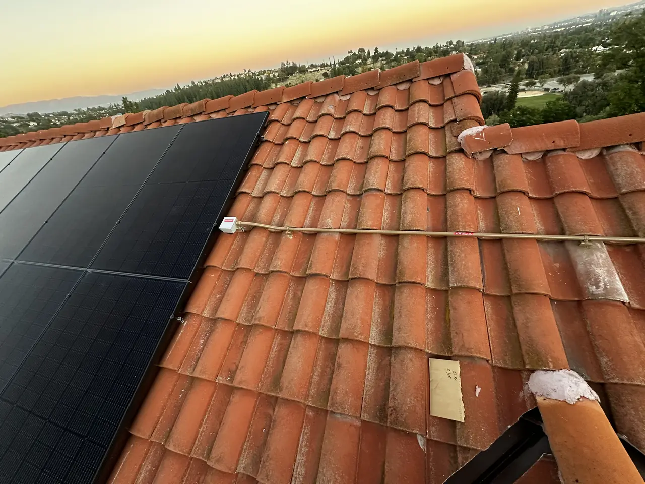 Cali Energy solar and battery installation on a tile roof in West Hills, California