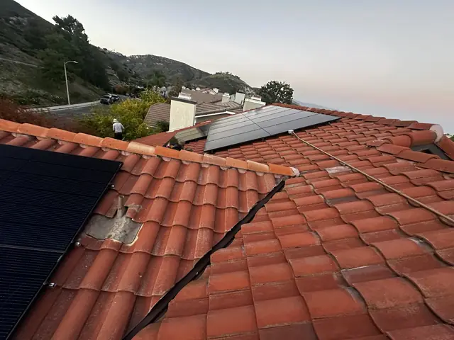 Finished rooftop solar panels on a West Hills home