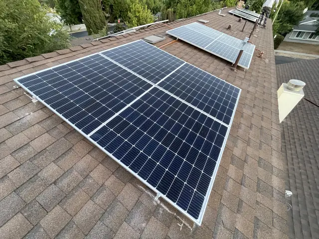 Finished rooftop solar panels on a West Hills home