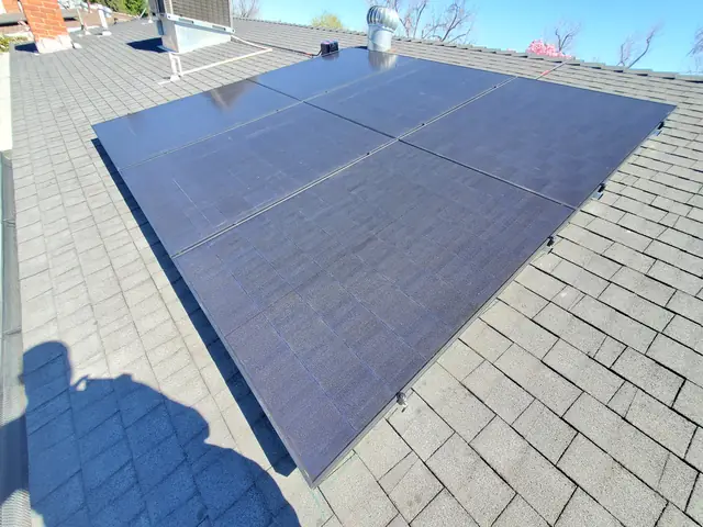 solar panel array on a composition shingle roof in West Hills, CA