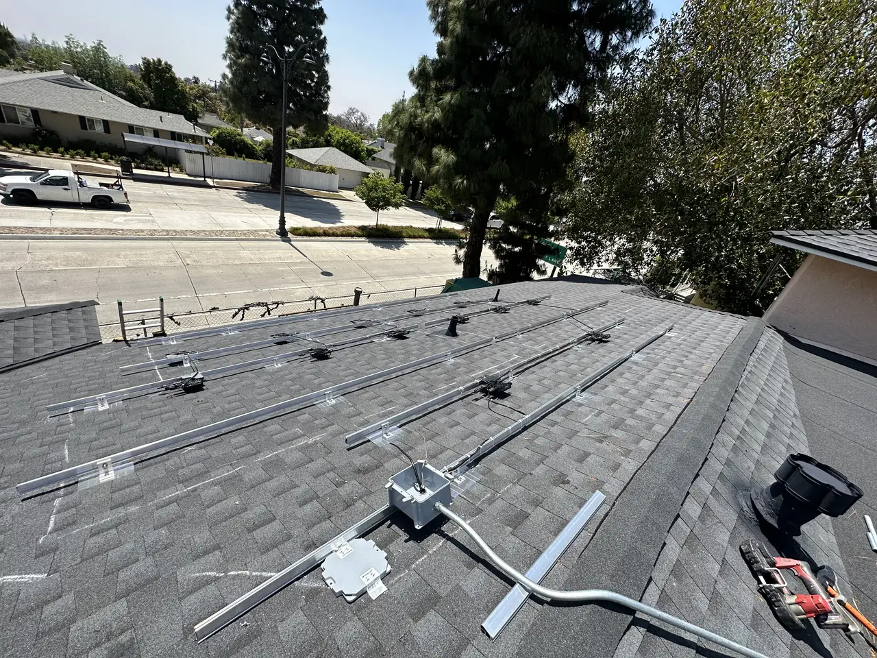 Finished rooftop solar panels on a Whittier home