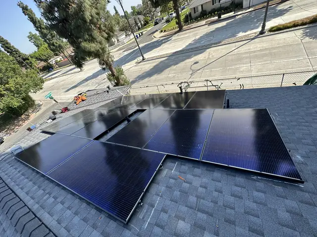 5.135 kW solar panel array on a composition shingle roof in Whittier, CA