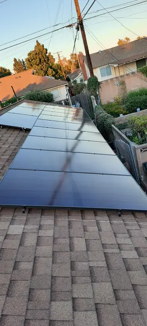 4.8 kW solar panel array on a composition shingle roof in Whittier, CA