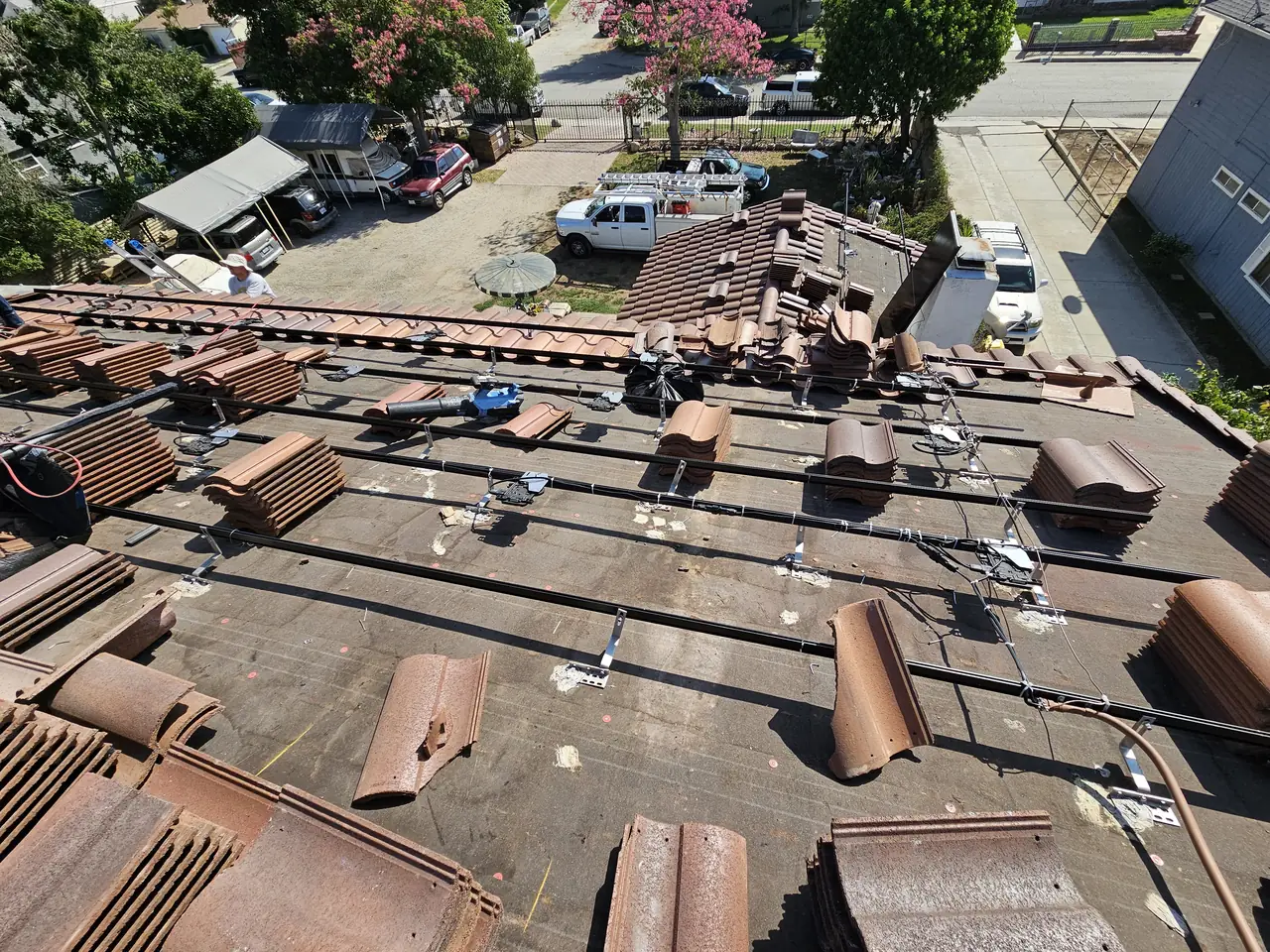 Fifty-two solar panels installed during a tile re-roof in Whittier