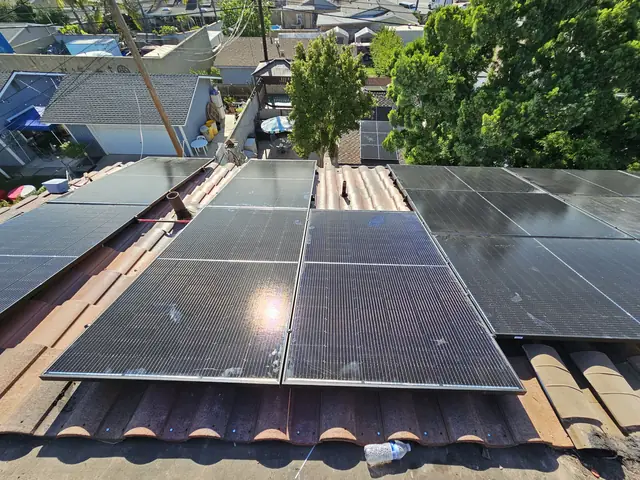 Solar array close-up in Whittier, CA