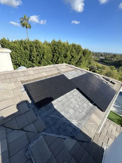 Finished rooftop solar panels on a Whittier home