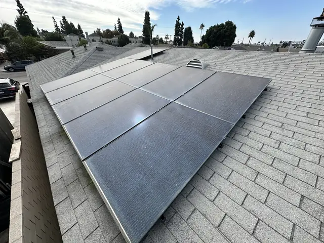 Finished rooftop solar panels on a Whittier home