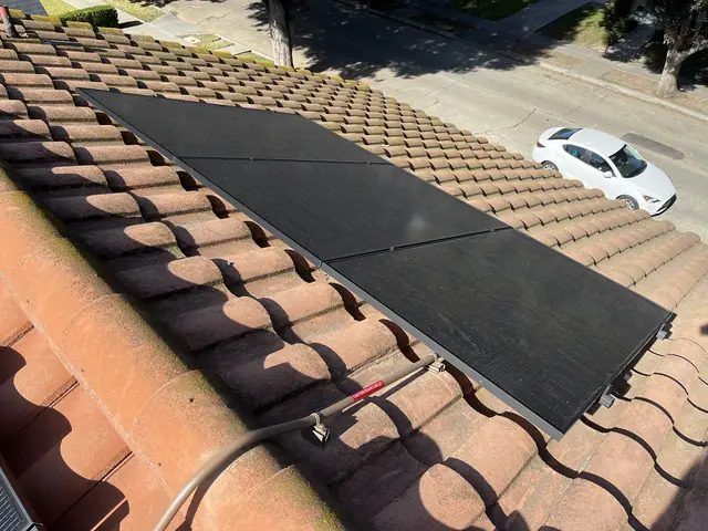 Finished rooftop solar panels on a Whittier home