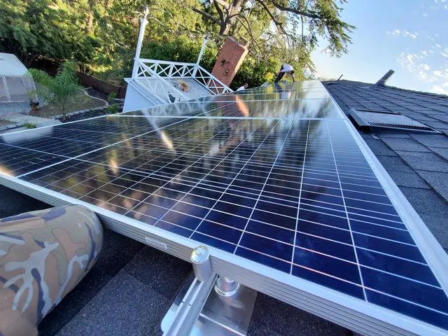 Finished rooftop solar panels on a Whittier home