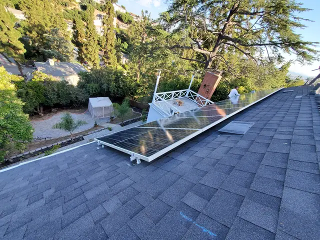 solar panel array on a composition shingle roof in Whittier, CA