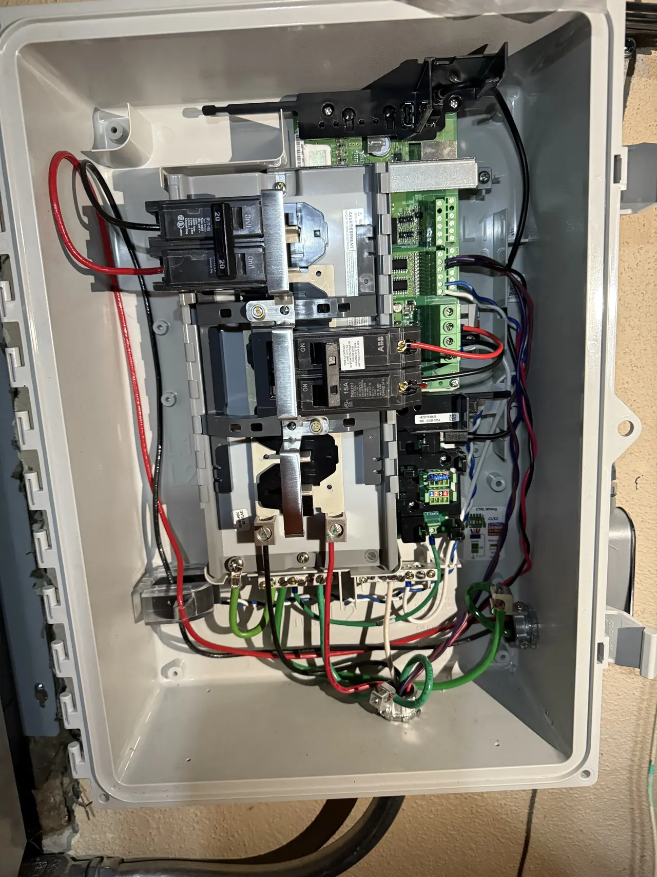 Open electrical panel with new wiring, Winnetka
