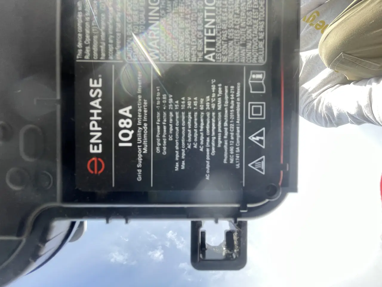Enphase IQ8A microinverter label, Winnetka