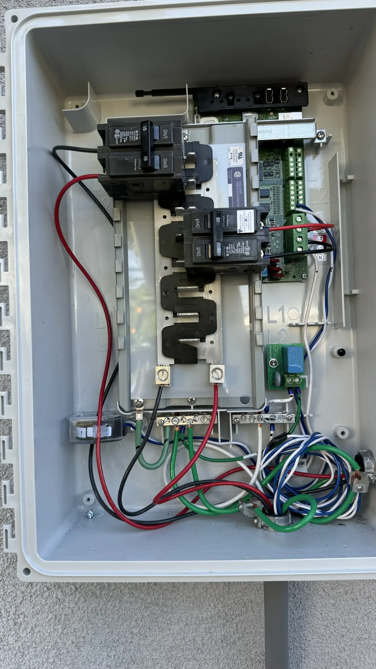 Open combiner enclosure with wiring, Winnetka