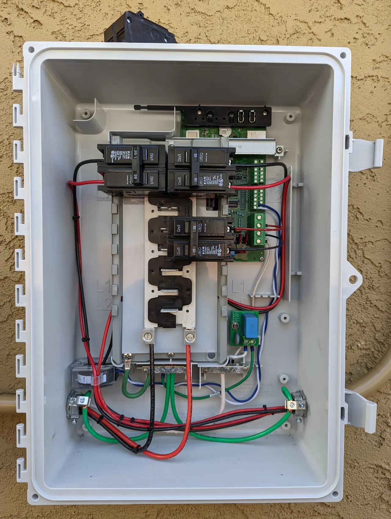 Combiner enclosure with breakers and wiring, Winnetka