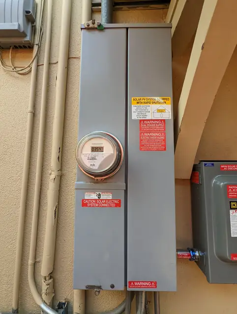 Solar panel mounting detail on a rooftop in Woodland Hills, CA
