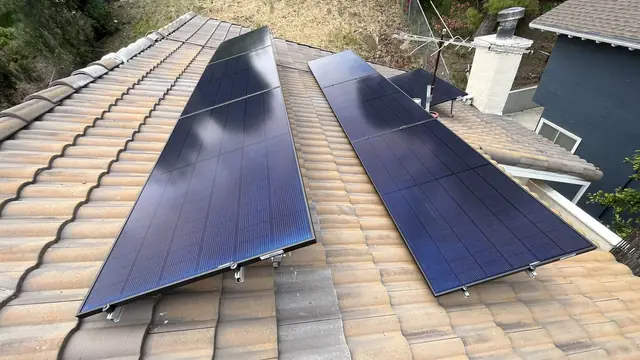 Finished rooftop solar panels on a Woodland Hills home