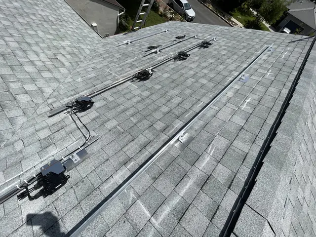 Finished rooftop solar panels on a Woodland Hills home