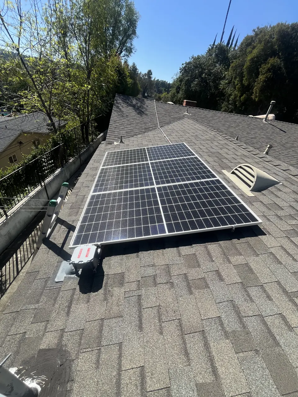 Finished rooftop solar panels on a Woodland Hills home