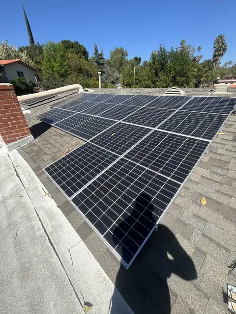 solar panel array on a rooftop in Woodland Hills, CA
